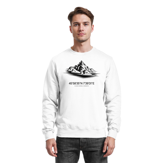 Arvenzo Summit Point sweatshirt in Arctic White, front view showing a casual, comfortable design with a crew neck and long sleeves.
