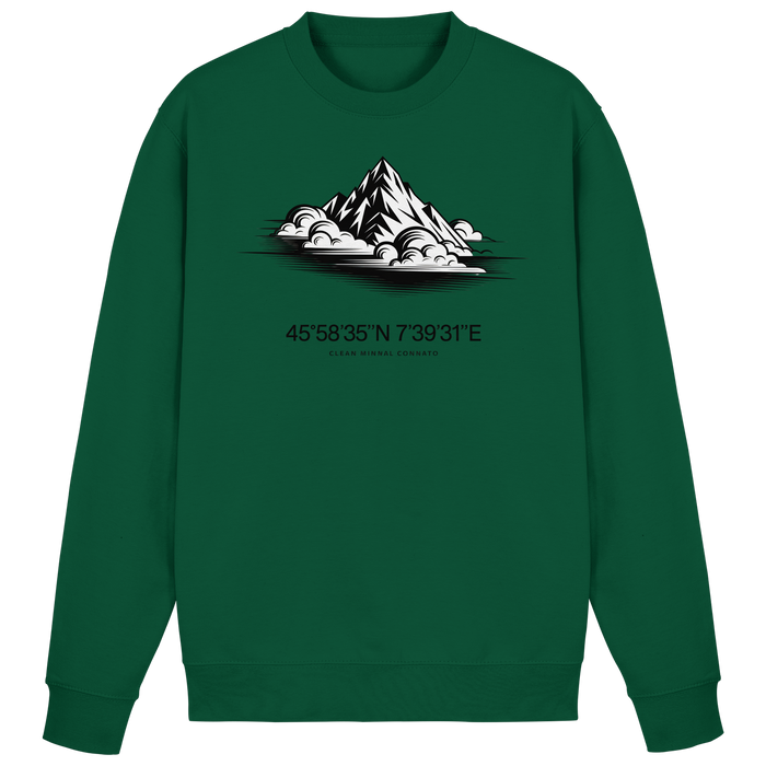 Arvenzo Summit Point Sweatshirt in bottle green, front view showcasing a classic crewneck design and soft fabric.