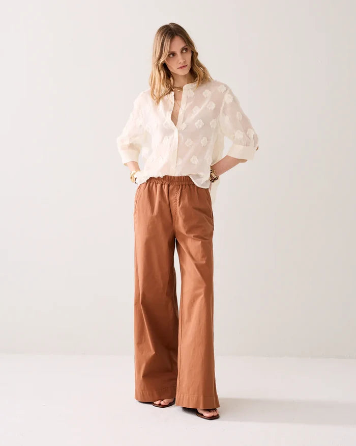 Summum Woman Palazzo Wide Leg Trousers - Cinnamon