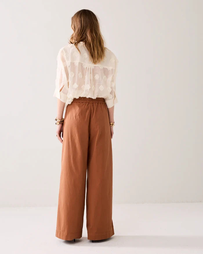 Summum Woman Palazzo Wide Leg Trousers - Cinnamon