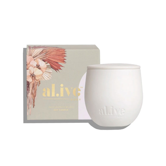 al.ive body Sweet Dewberry & Clove Soy Candle Nudie Glow Australia