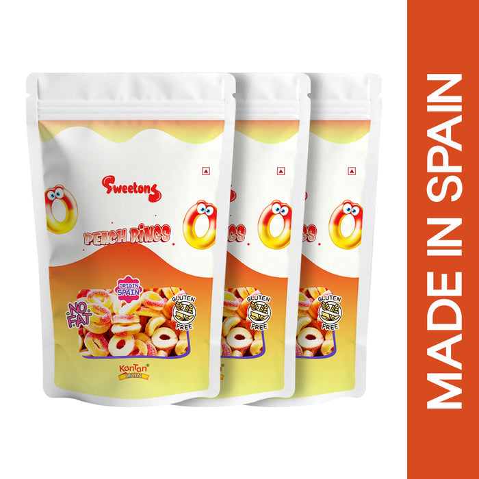 Sweetons Sour Peach Rings Candy Pack of 3 (50gm Each)