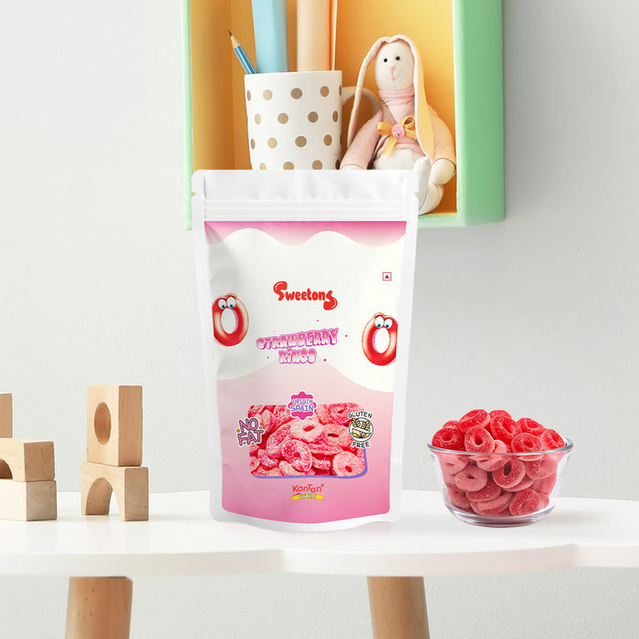 Sweetons Sour Strawberry Rings candy, Pack of 3 (50gm Each)