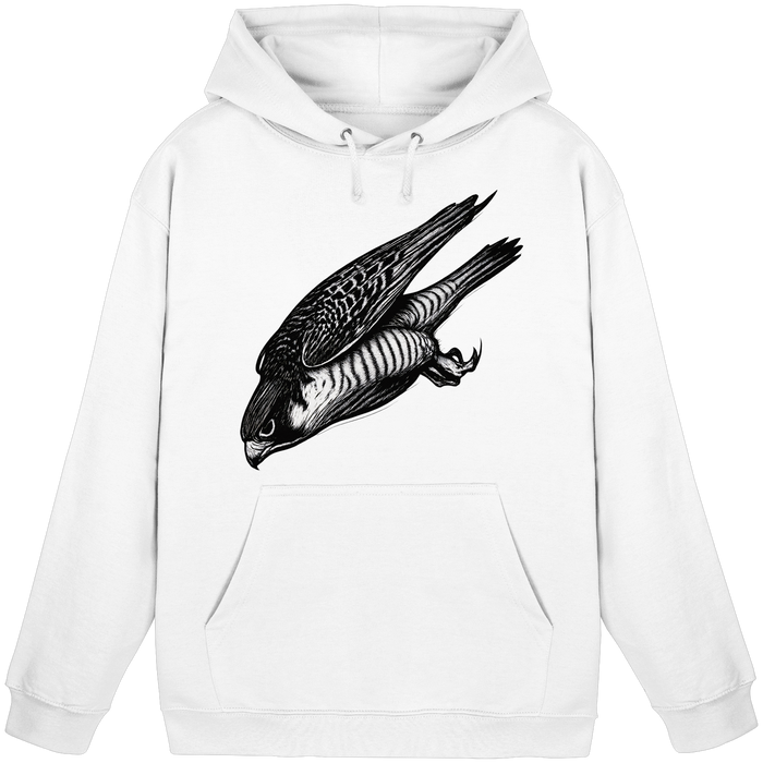 Arvenzo Swift Dive hoodie in Arctic White, front view showing unisex hoodie with a simple, clean design and soft fabric texture.