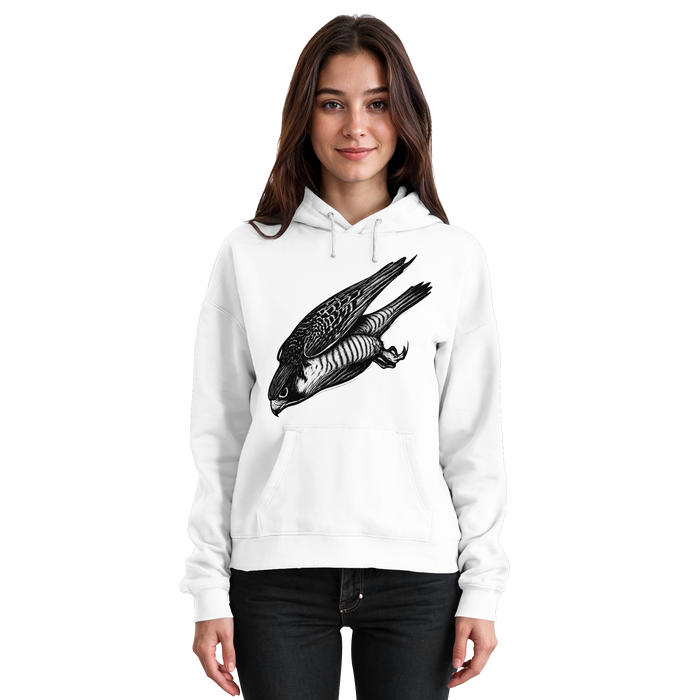 Arvenzo Swift Dive hoodie in Arctic White, front view of a basic unisex hoodie with a soft fabric texture