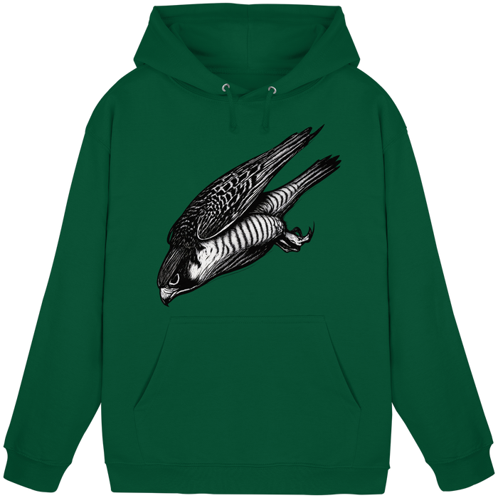 Arvenzo Swift Dive hoodie in bottle green, front view showing unisex design and simple style.