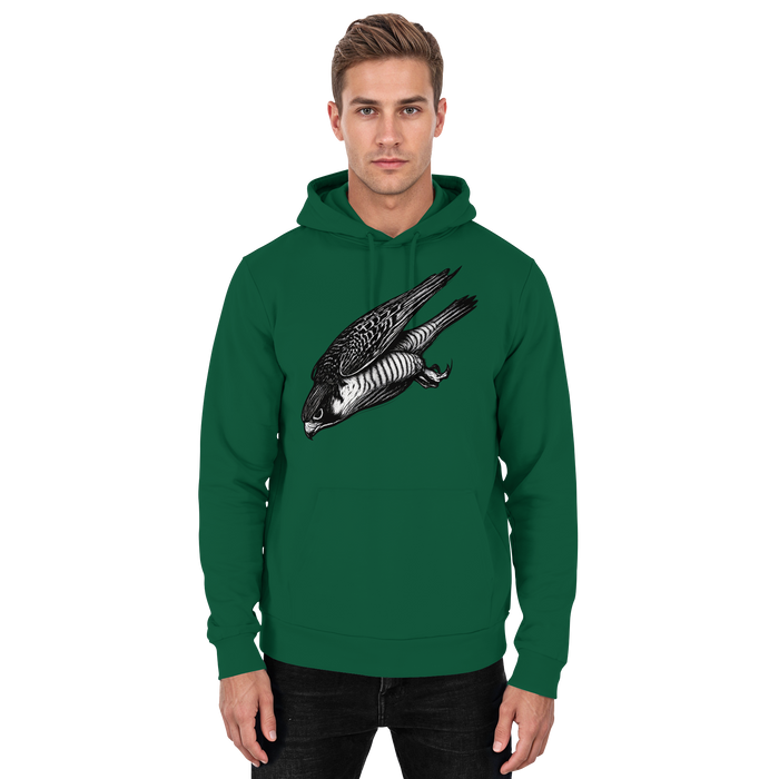 Arvenzo Swift Dive hoodie in bottle green, unisex front view showing soft fabric and classic hoodie design.