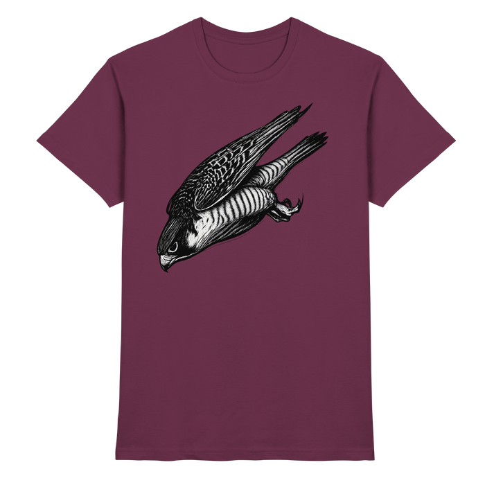 Front view of Arvenzo Swift Dive unisex shirt in burgundy, showcasing a premium design and fit.