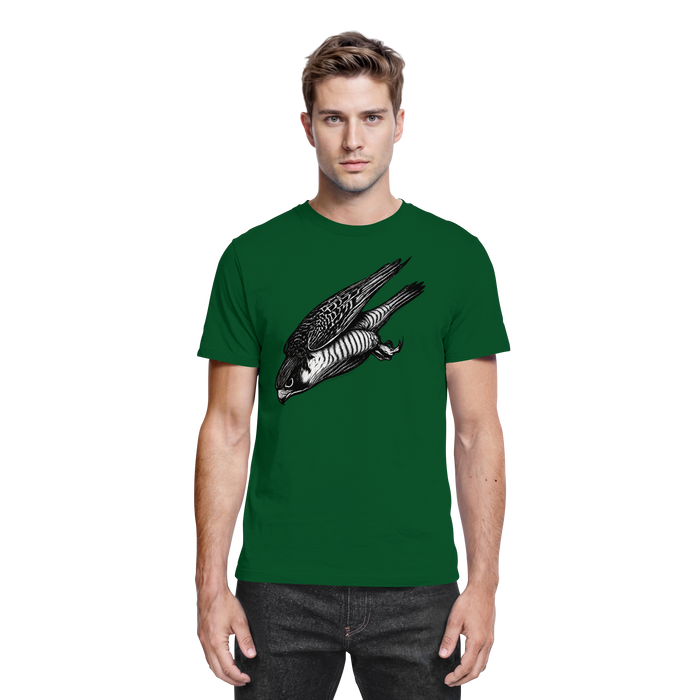 Front view of Arvenzo Swift Dive unisex shirt in premium bottle green fabric, showcasing a sleek design and comfortable fit.
