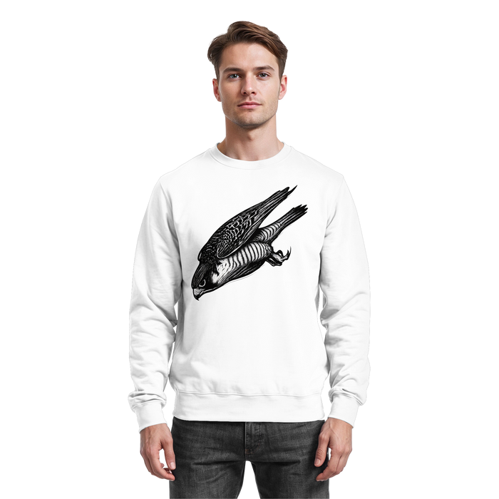 Arvenzo Swift Dive sweatshirt in arctic white, front view showing a casual fit and simple design.