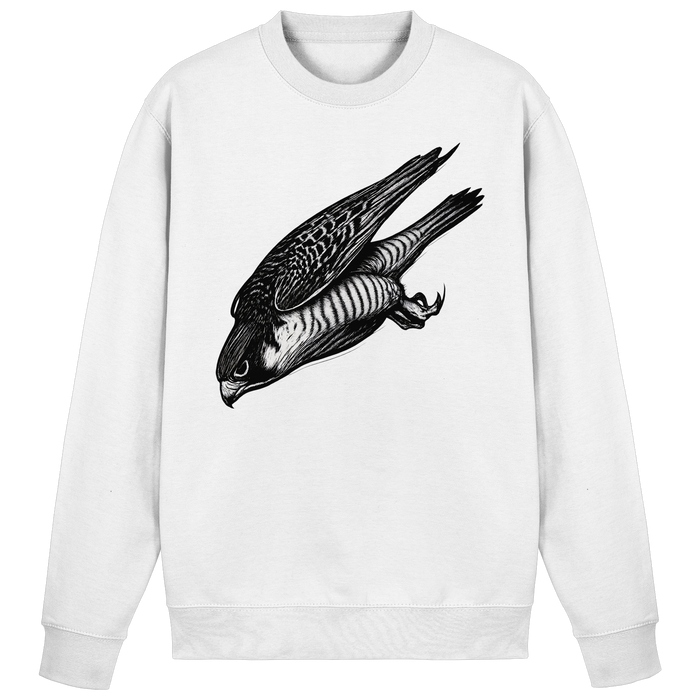 Arvenzo Swift Dive sweatshirt in Arctic White, front view showing classic crewneck design and soft fabric.