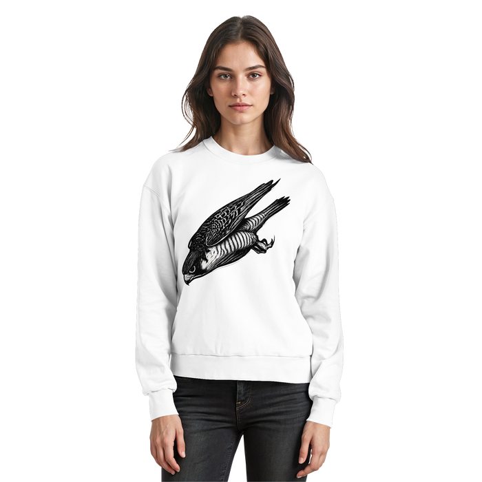 Arvenzo Swift Dive sweatshirt in arctic white, front view showing classic crewneck design and soft fabric texture.