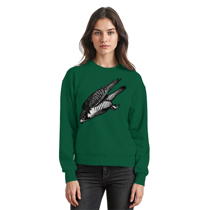 Arvenzo Swift Dive sweatshirt in bottle green, front view showing classic crew neck and soft fabric texture.