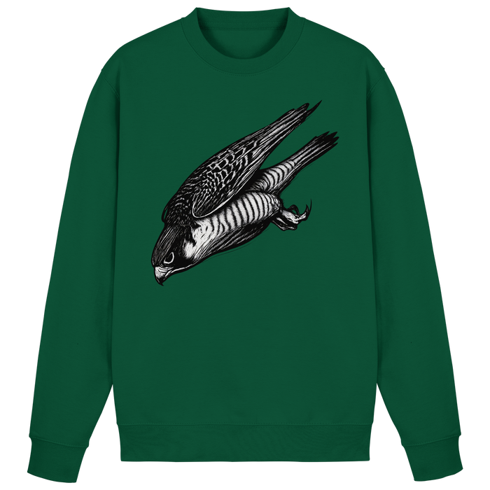 Arvenzo Swift Dive sweatshirt in bottle green, front view showing classic crewneck design and soft cotton fabric.