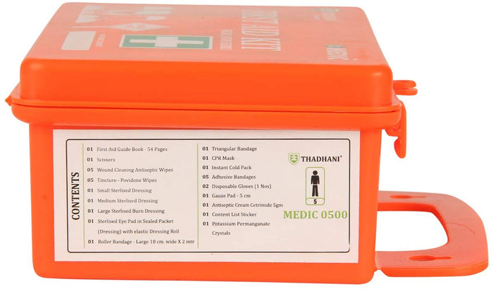 Thadhani Medic 0500 Series 5 Person First Aid Kit | Industrial Emergency Medical Kit with Wall Mount Case