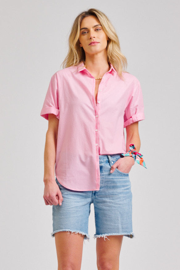 The Annie Short Sleeve Shirt - Powder Pink