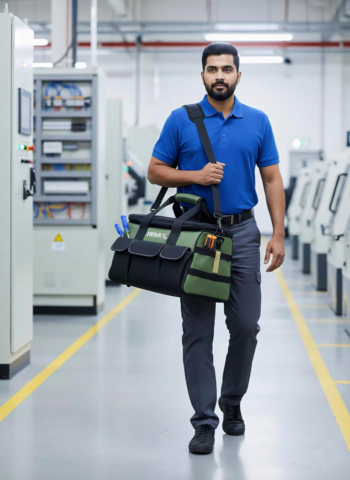 Tough Gear 2.0 Heavy Duty Tool Bag – 18 Inch 48 Pocket Waterproof Industrial Organizer with MOLLE System & 750 Days Warranty