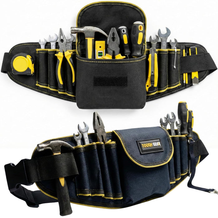 Tough Gear 2.0 Pro Series Tool Belt Pouch – Heavy Duty Multi-Pocket Waist Tool Bag with Adjustable Belt for Electricians & Technicians