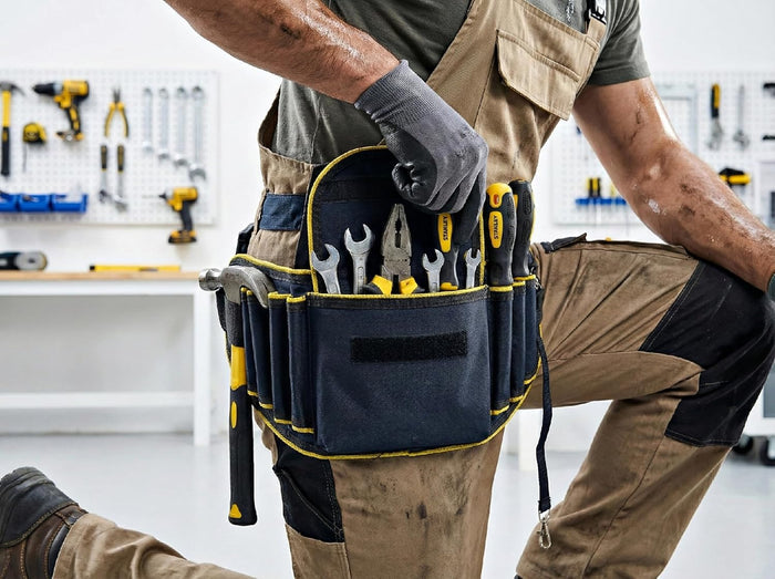 Tough Gear 2.0 Pro Series Tool Belt Pouch – Heavy Duty Multi-Pocket Waist Tool Bag with Adjustable Belt for Electricians & Technicians