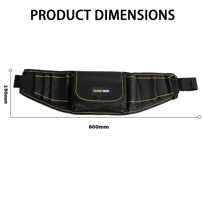 Tough Gear 2.0 Pro Series Tool Belt Pouch – Heavy Duty Multi-Pocket Waist Tool Bag with Adjustable Belt for Electricians & Technicians