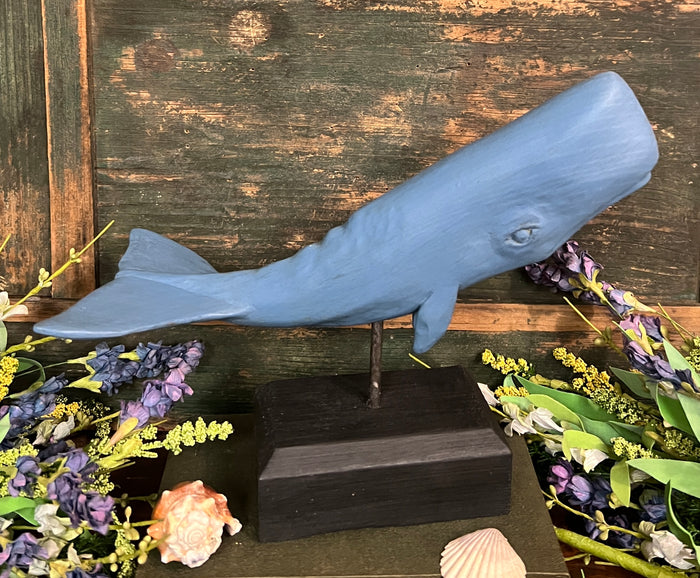TPD-06 Hand-Carved & Painted Blue Whale on Base