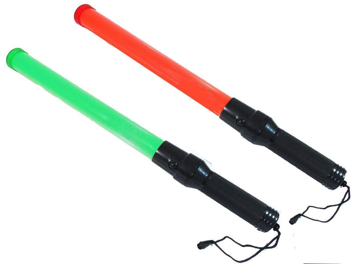 Traffic Safety Rescue Signal Road Control Warning Flashing Light LED Wand Baton (Pack of 2 Pieces; 21-inch; Red and Green)