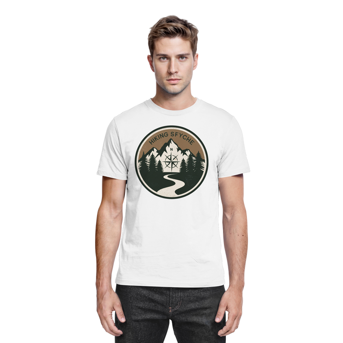 Front view of Arvenzo Trail Crest unisex white shirt with a clean, premium design and classic fit.