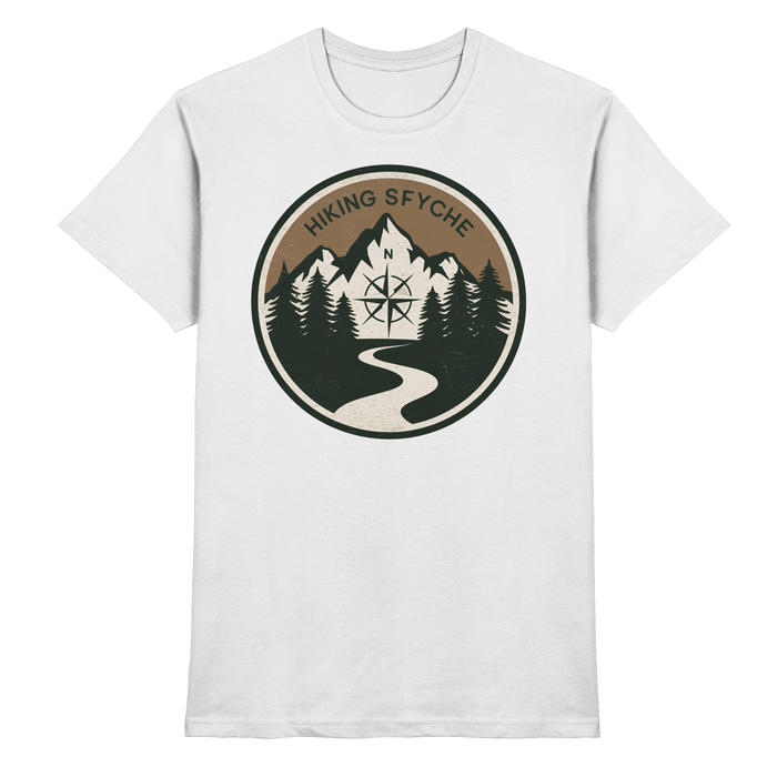 Front view of Arvenzo Trail Crest unisex white shirt, premium cotton casual shirt with a clean design.