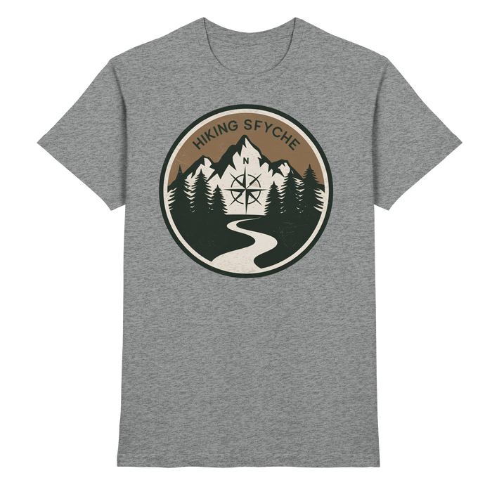 Unisex Trail Crest Shirt by Arvenzo in sports grey meliert, front view showing casual fit and soft fabric for active wear.