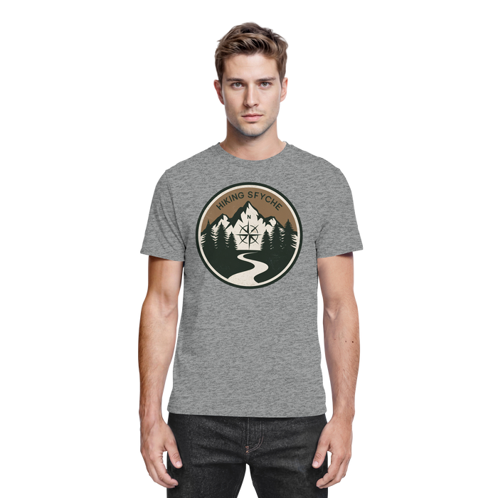 Front view of Arvenzo Trail Crest unisex shirt in sports grey meliert, showcasing a casual, comfortable fit and stylish design.