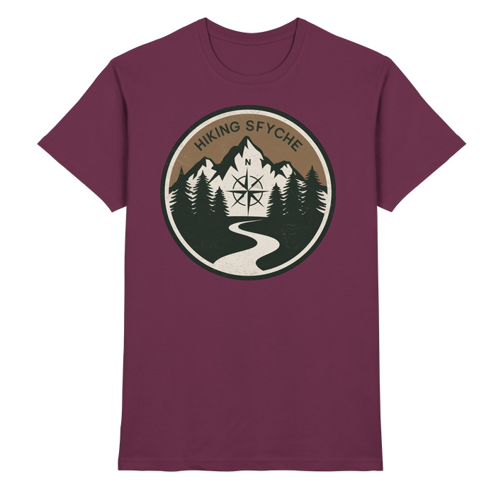 Unisex Trail Crest Shirt by Arvenzo in burgundy, front view showing a casual fit and soft fabric.