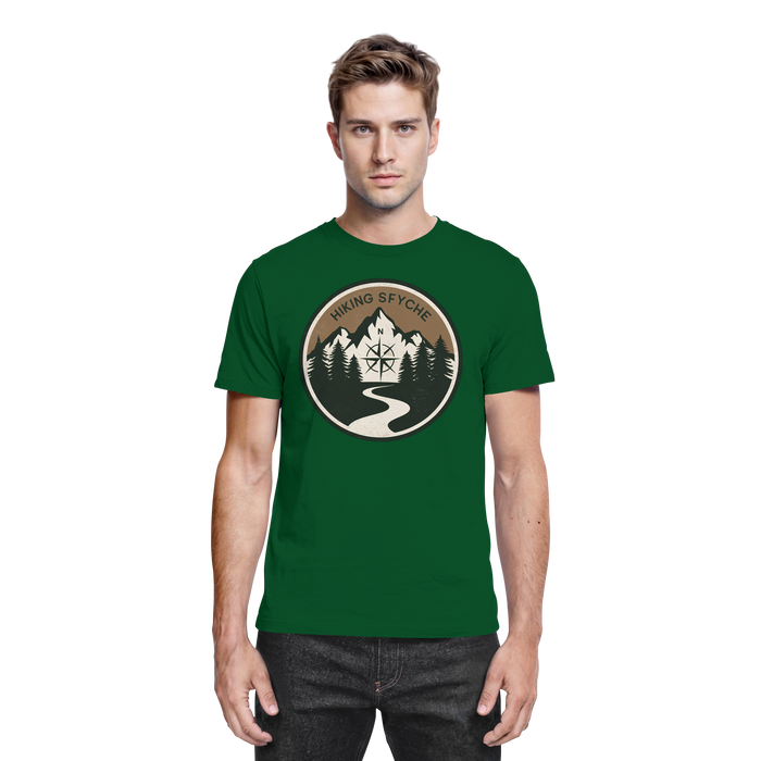 Front view of Arvenzo Trail Crest unisex shirt in bottle green, showcasing a premium casual shirt design.