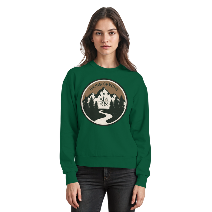 Arvenzo Trail Crest sweatshirt in bottle green with a front design, casual fit, made from soft fabric for comfortable wear.