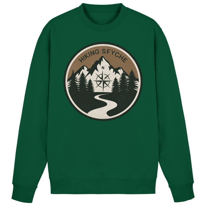 Arvenzo Trail Crest sweatshirt in bottle green, front view showing a casual, comfortable sweatshirt with a simple design.