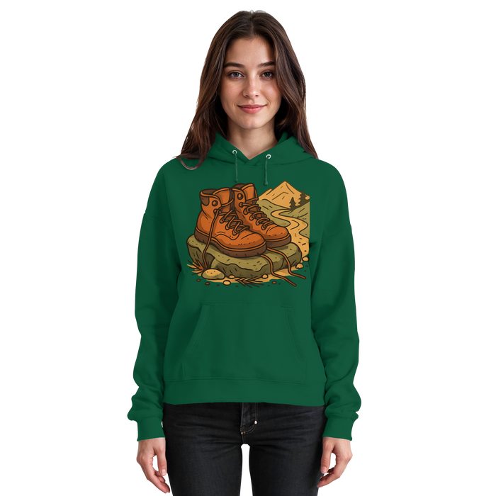 Unisex bottle green Arvenzo Trail Rest Hoodie with front view, featuring a cozy hood and casual fit for outdoor activities.