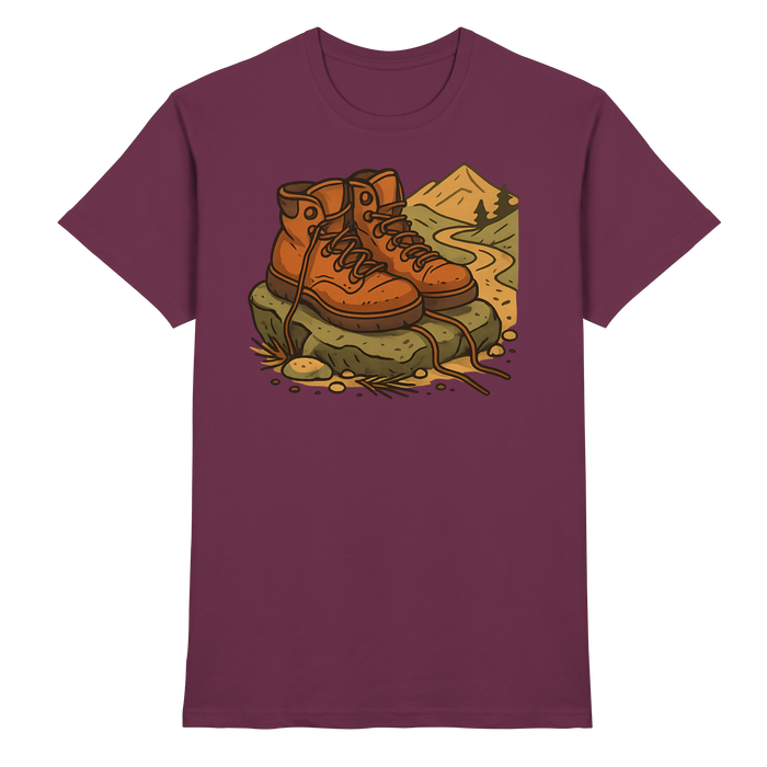 Front view of Arvenzo unisex Trail Rest Shirt in burgundy, showcasing a premium trail-inspired design and comfortable fit.