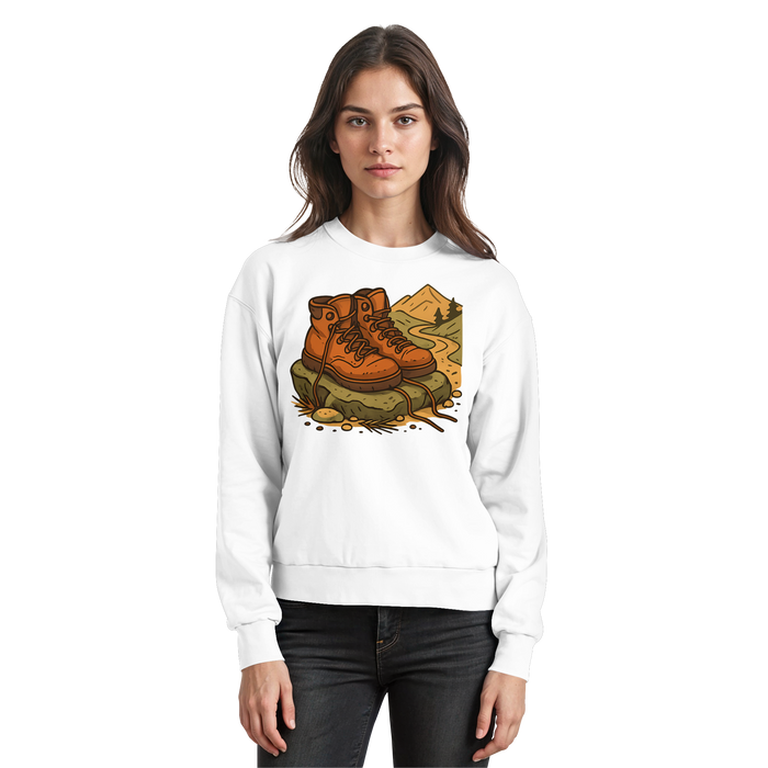 Arvenzo Trail Rest sweatshirt in arctic white, front view showing classic crewneck design and comfortable fit.