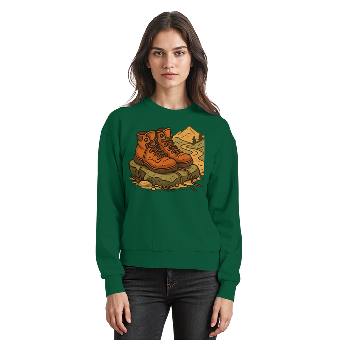 Arvenzo Trail Rest Sweatshirt in bottle green, front view showing classic crewneck design and relaxed fit.
