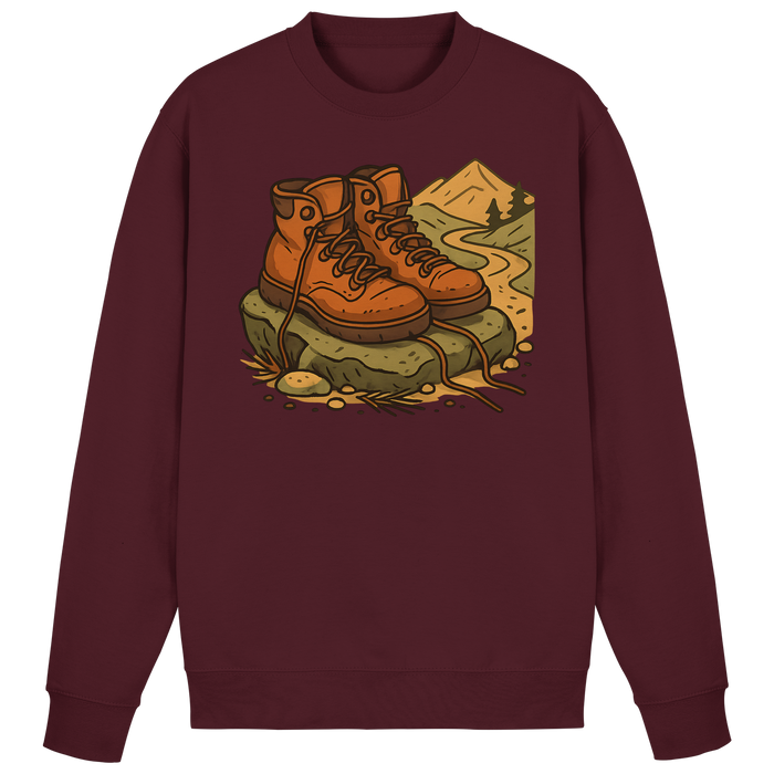 Arvenzo Trail Rest sweatshirt in burgundy, front view showing a cozy, casual sweatshirt with a simple design and soft fabric.