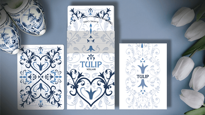 PlayingCardDecks.com-Tulip White Music Box & Deck Collector's Playing Cards