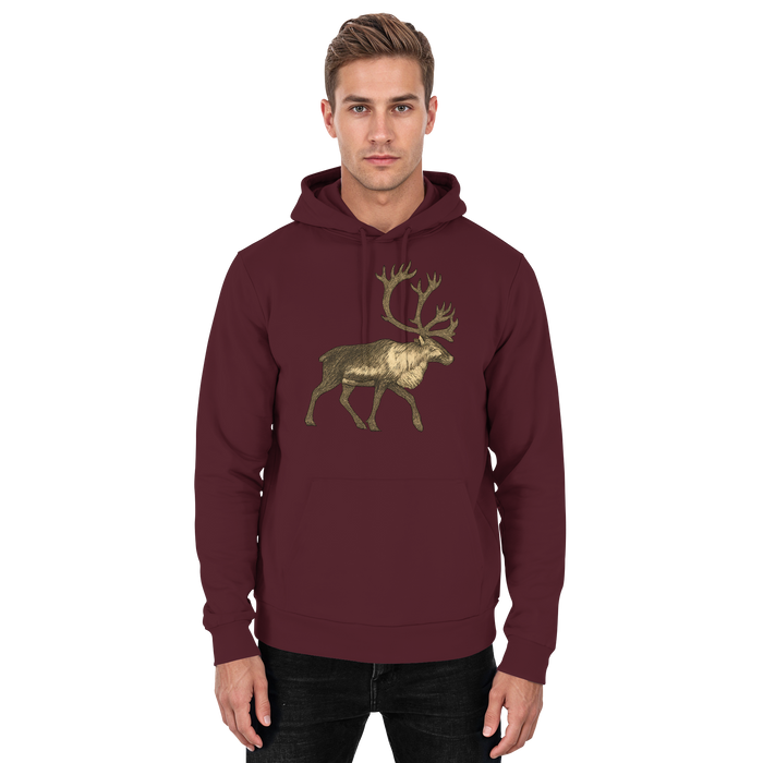 Unisex burgundy Tundra Walk hoodie by Arvenzo, front view showing soft fabric and casual hooded design.