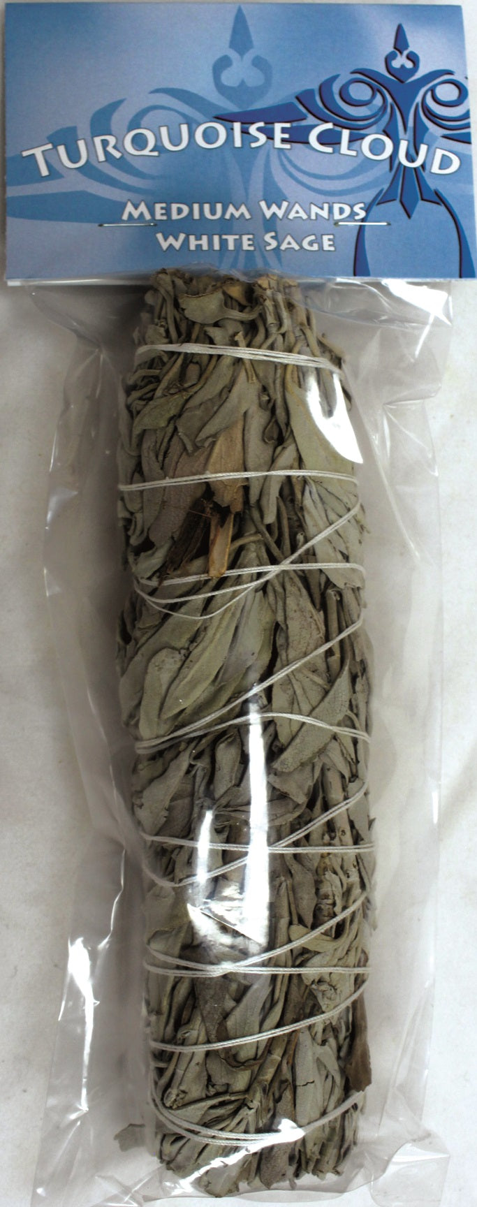 Turquoise Cloud - White Sage Wand, Medium 7"-8"