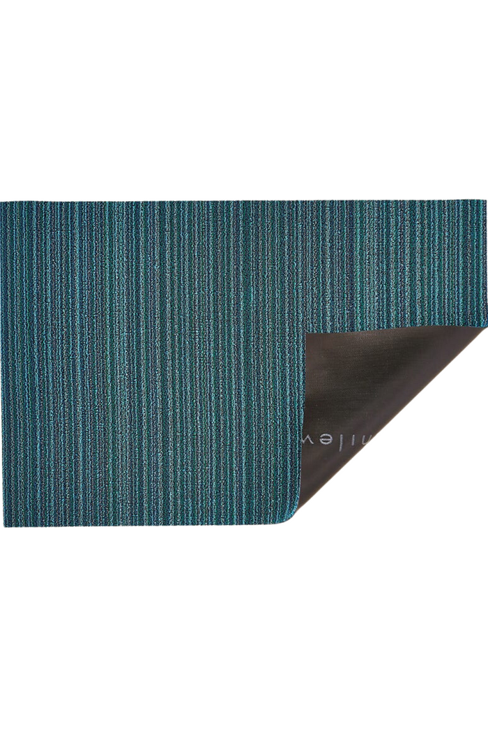 Turquoise Skinny Stripe Shag Mat-Chilewich-ECOVIBE