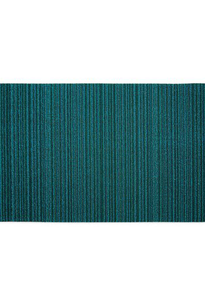 Turquoise Skinny Stripe Shag Mat-Chilewich-ECOVIBE