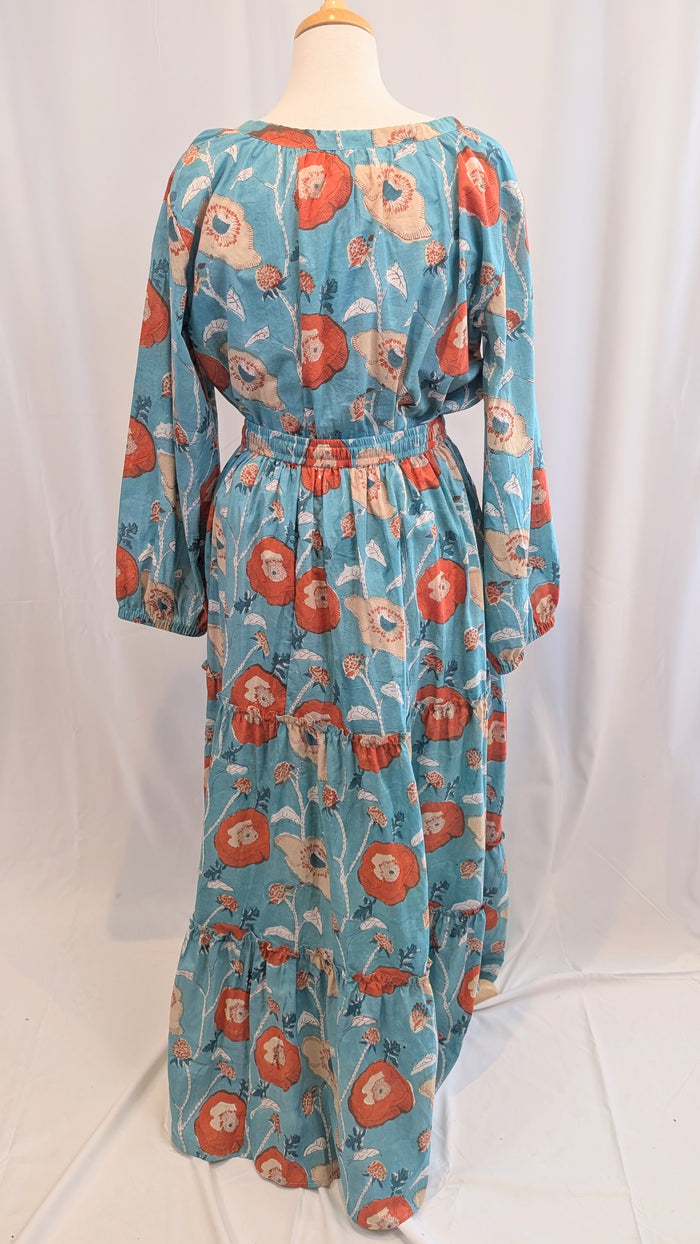 Twinflower Clara Aqua Orange Cotton Blouse - Precious Sparkle