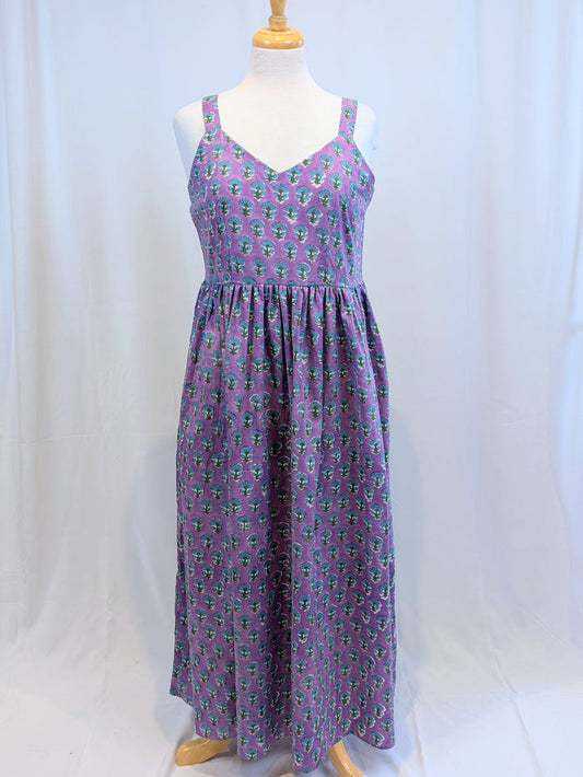 Twinflower Giada Cotton Dress in Purple Repeat - Precious Sparkle