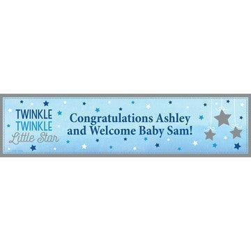 Twinkle Little Star Blue Custom Banner - USA Party Store