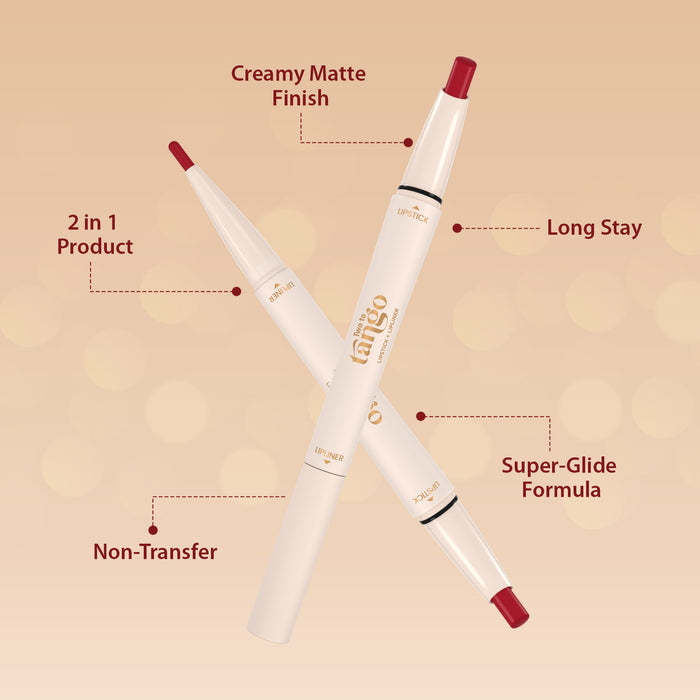 Two To Tango Lip Liner + Lipstick & Double Drama Kajal+ Eyeliner