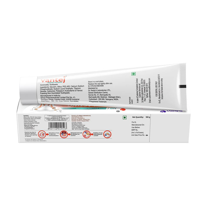 Vantej Toothpaste for Sensitive Teeth Dentist recommended sensitivity toothpaste for everyday use - 100g white