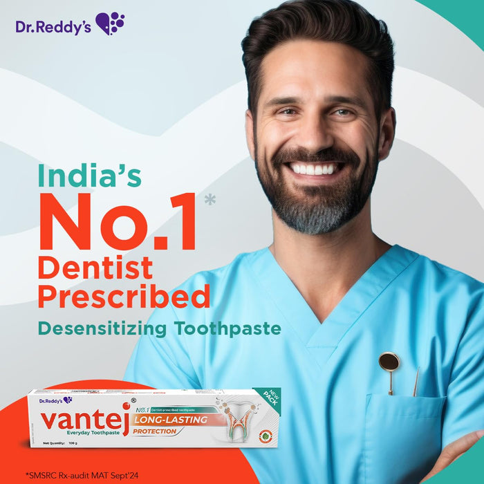 Vantej Toothpaste for Sensitive Teeth Dentist recommended sensitivity toothpaste for everyday use - 100g white